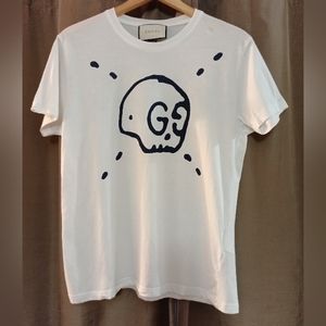 Gucci Ghost Diamond Skull White T-Shirt Med